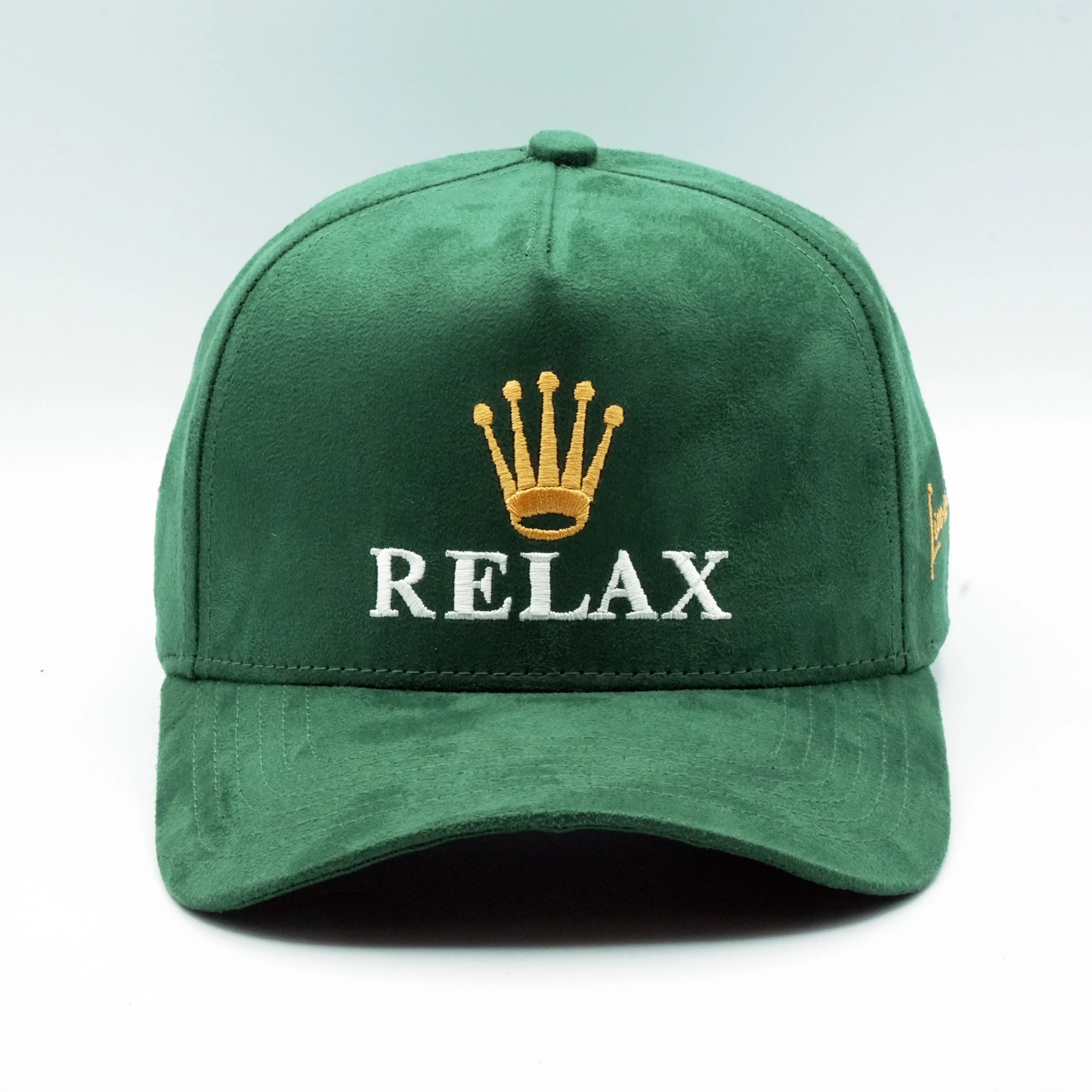 MOJA BASICS Relax Premium A-Frame Snapback Adjustable Hat Full Suede Look One Size Fits Most USA Embroidery MULTIPLE COLORS Deep Green Natural Deep Green - Handcrafted Cap