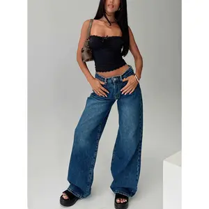 Duster Mid Rise Baggy Jeans Dark Wash Duster Mid Rise Baggy Jeans Dark Wash