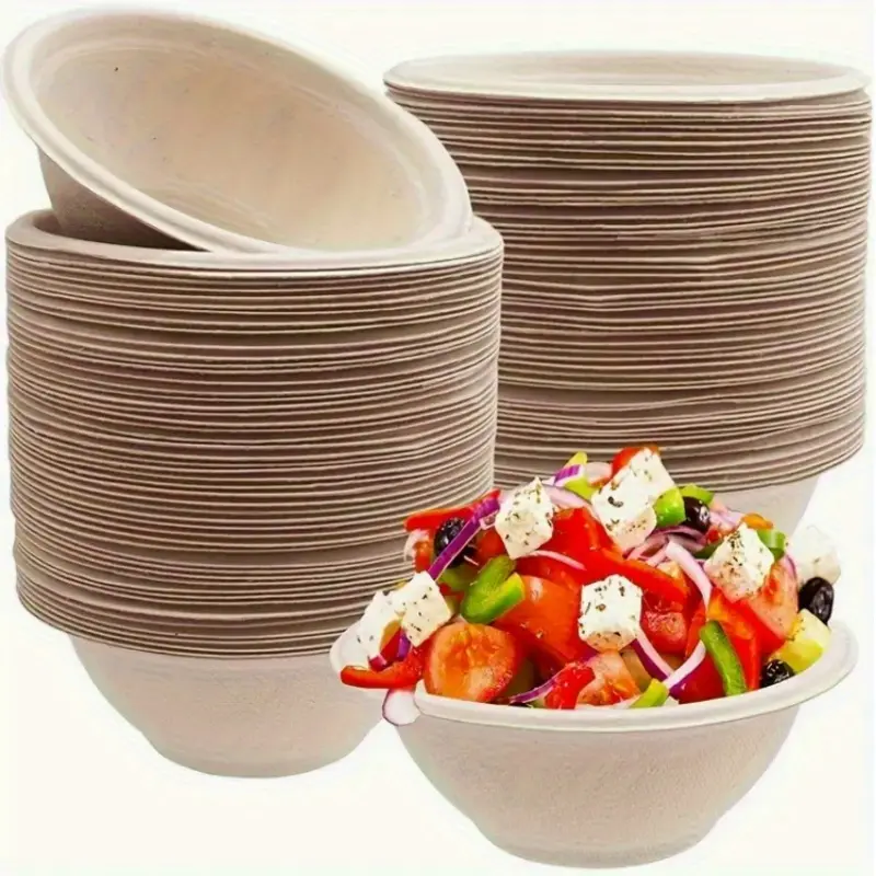 100PCS 9OZ Disposable Paper Bowls, Leakproof Heavy Duty Natural Paper Soup Bowls, Heat Resistant Party Tableware for Salad, Ice Cream, Snacks, Desserts, Pasta & Home Events