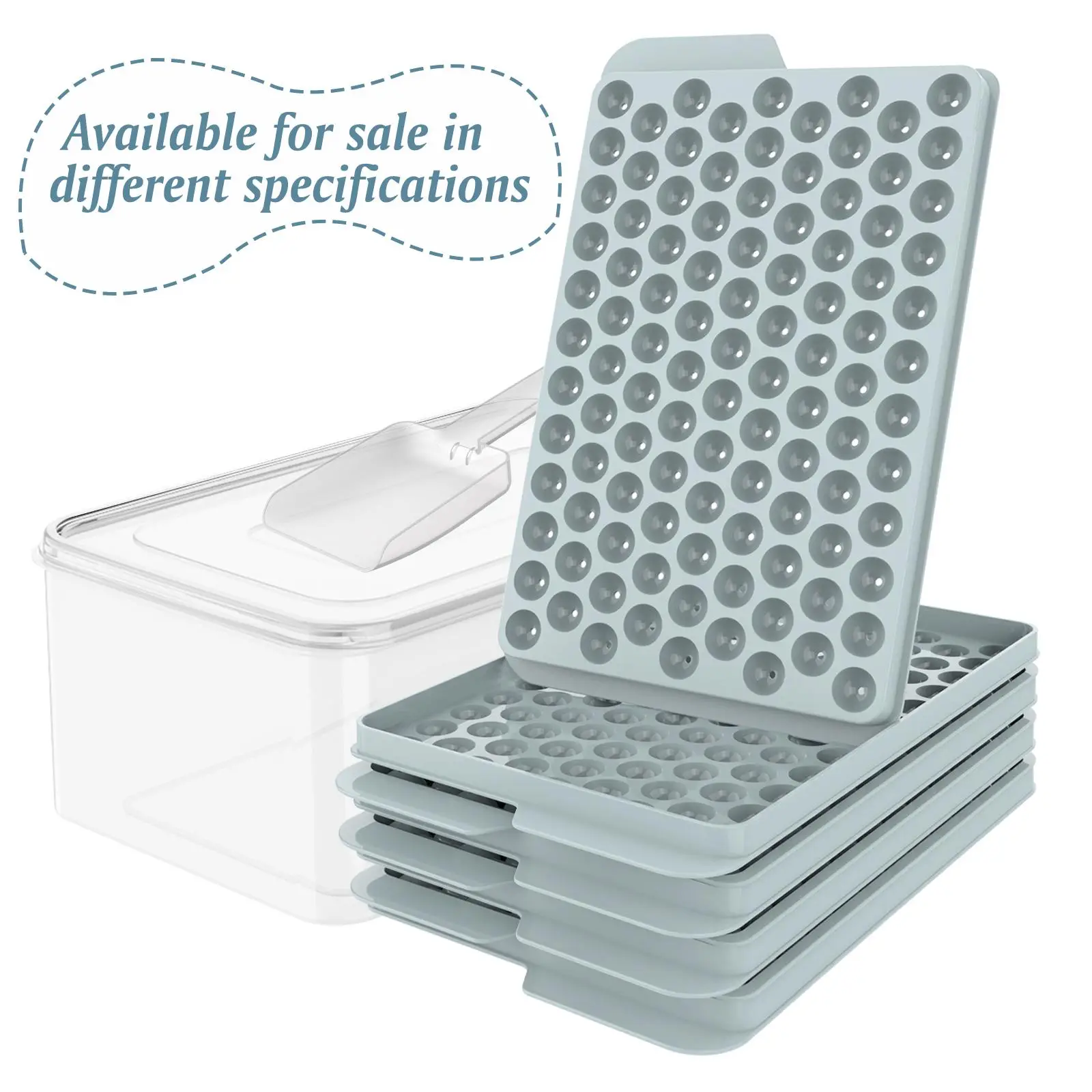 Plastic Ice Cube Tray, Multi-grid Round Ice Cube Mold, Ice Ball Mould with Container & Scoop, Ice Maker, Ice Tray for Freezer, Household Kitchen Gadge