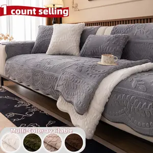 1 Count Plush Sofa Cover for Couch, Pet Friendly Non Slip Couch Protector, Universal Sofa Protector, Ultra Soft Embossed Sofa Mat for Dogs & Cats, Cozy Furniture Cover for Loveseat, Recliner, Bed, Rug & Pet Bed, Multi-Color Available