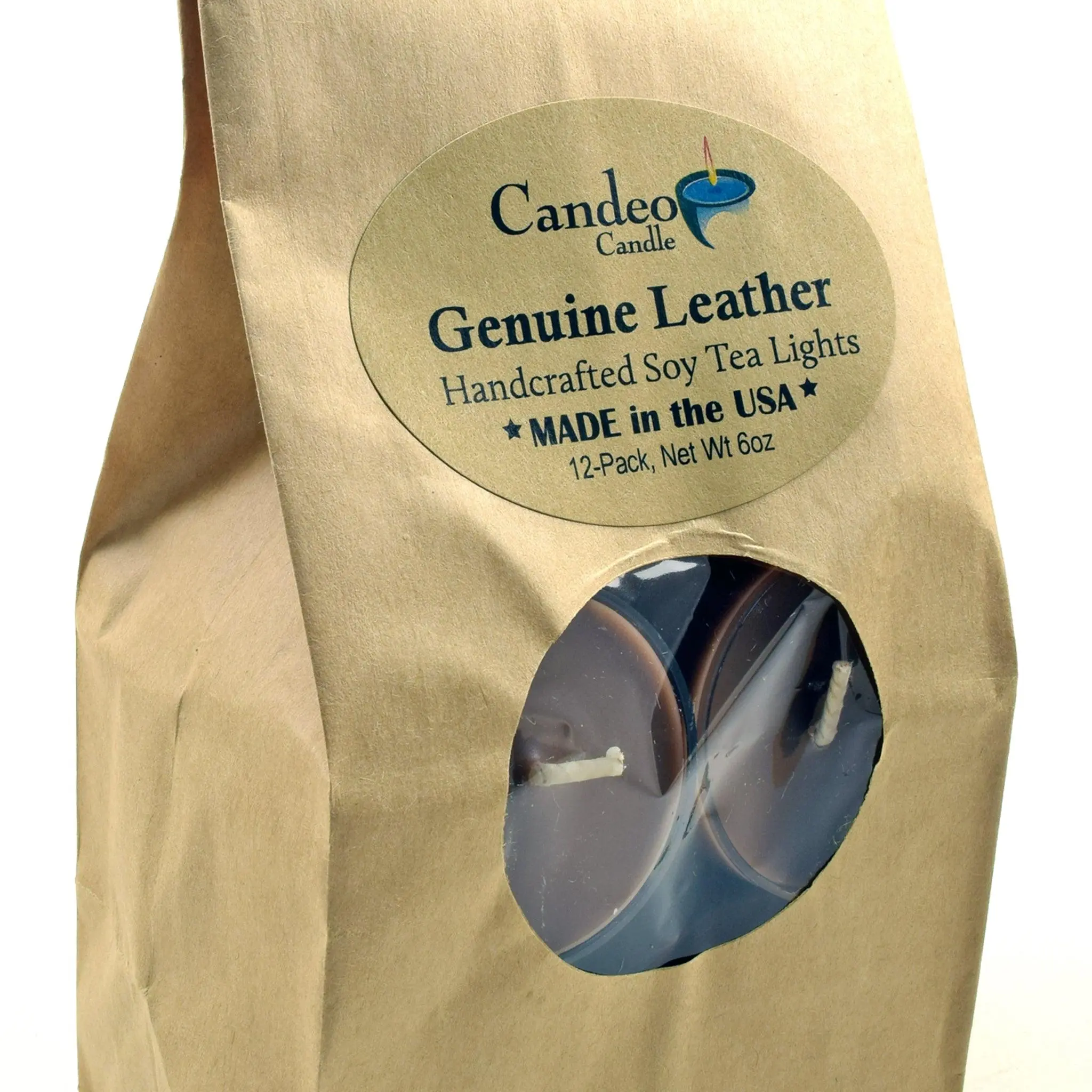 Genuine Leather, Soy Tea Light 12-Pack