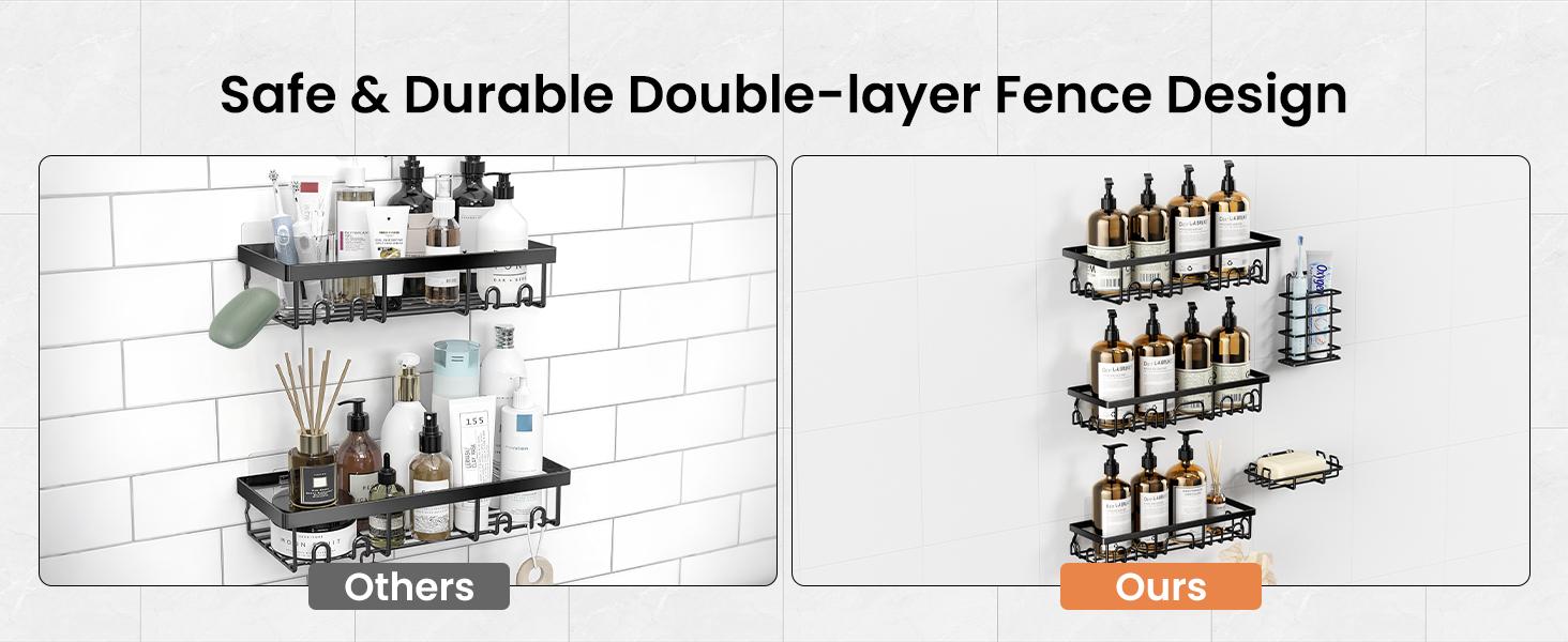 PKBD Shower Caddy 5 Pack Stainless Steel Anti-Rust Adhesive Organizer with Soap & Toothbrush Holders No Drilling for Bathroom Kitchen Home White PKBD Shower Caddy 5 Pack Stainless Steel Anti-Rust Adhesive Organizer with Soap & Toothbrush Holders No Drilling for Bathroom Kitchen Home White