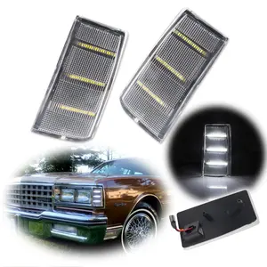 2pcs Clear White LED Side Marker lamps Lights For 1981 1982 1983 1984 1985 Chevy Impala / Caprice & Pontiac,Replace OEM 915436, 915435