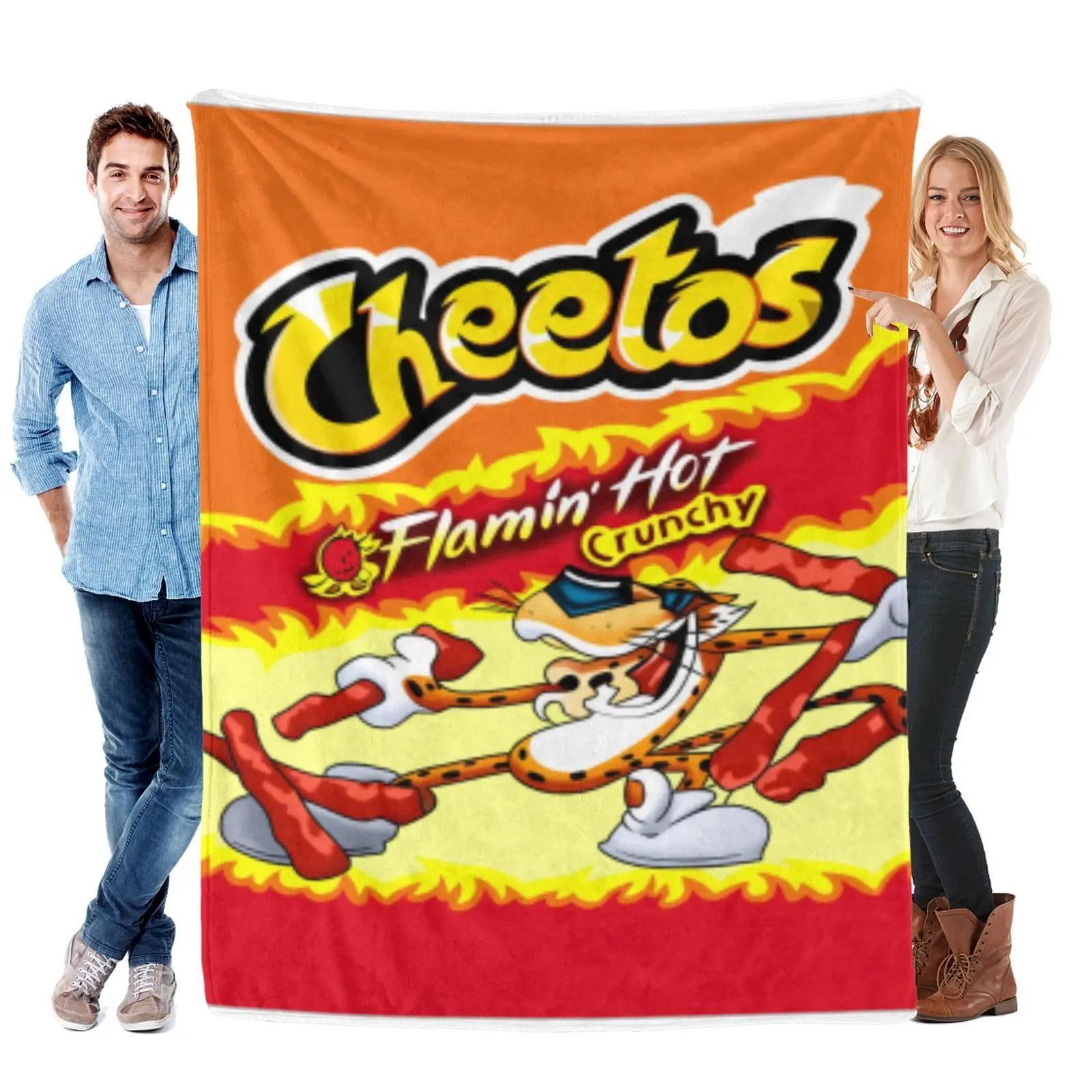 Cheetos Warm Fleece Blanket Multi Size Fluffy Soft Plush Throw Comfortable Lightweight Bed Cover Suitable for Bedroom Living Room Sofa Couch Camping Picnic Great Present for Birthday Christmas Holiday for Men Women Young Funny Snack Lovers