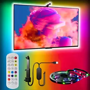 1set of TV Backlight Strip, TV LED Lights, Remote Control, Featuring RGBIC Technology, AR Color Sensor, Remote Dimming, USB Powered, Suitable for 88.9-203.2 cm Tvs, Home Theater, Gaming Setup, Living Room, Bedroom.