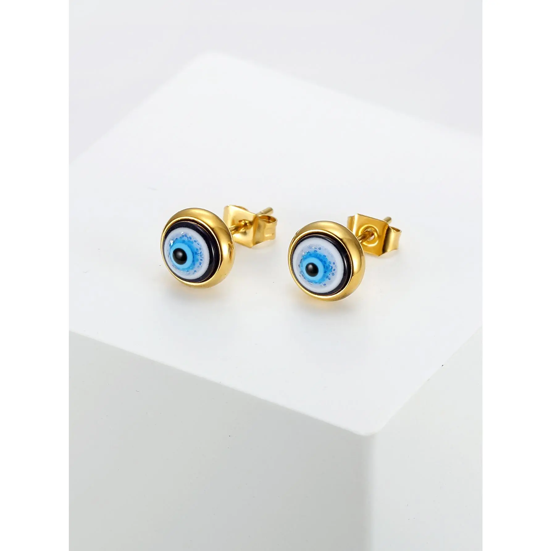 Unisex Evil Eye Stud Earrings - Symbol of Protection & Good Luck, Stand-Out Statement Stud Earring Jewelry for Daily Wear, Ear Studs