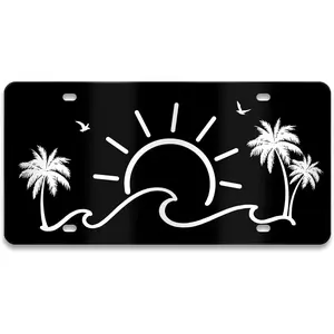 Sunrise Mountains Front License Plate 6x12 – Minimalist Scenery Aluminum Vanity Tag for Car Truck SUV – Outdoor Nature Gift with 4 Holes