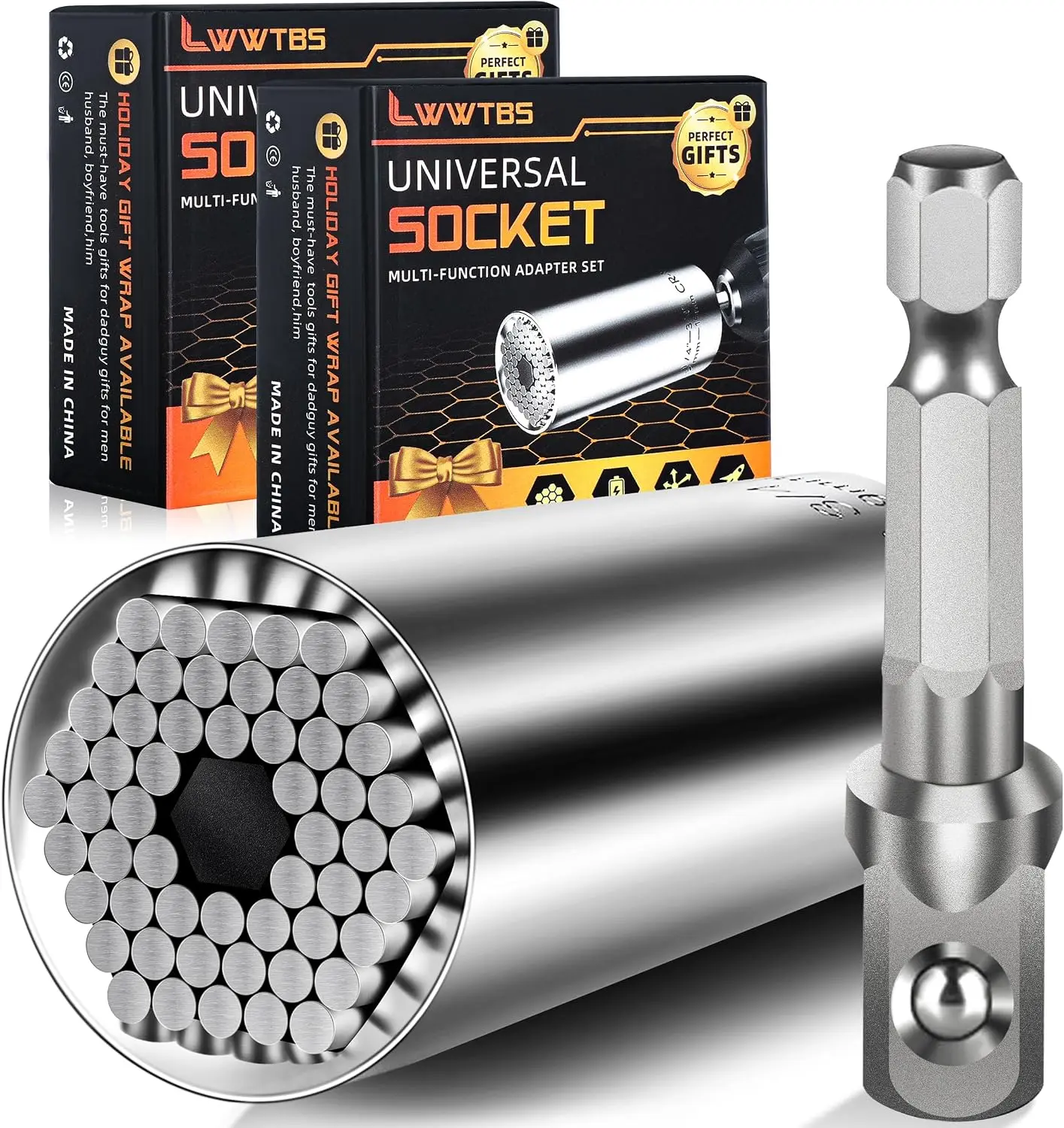 Stocking Stuffers for Men Gifts for Men Super Universal Socket Tools(2) | Grip Socket Set With Power Drill Adapter (7-9MM) Cool Stuff Gadgets Gifts for Father Husband Mens Gifts Christmas