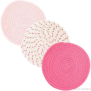 Cotton Thread Weave Potholders and Trivets - Stylish Coasters, Hot Pads, Hot Mats, Spoon Rest (Set of 3) - 7 Inch Diameter Placemats - Cooking and Baking By DiameterXXALUE BAZAAR11