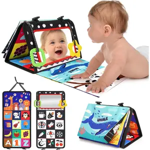 Tummy Time Toy - Black and White High Contrast Baby Toys for Newborn - Baby Visual Stimulation Mirror - Montessori Sensory Crinkle Toy for Infant 0-3-6-12 Months - Easter Basket Stuffers Gift