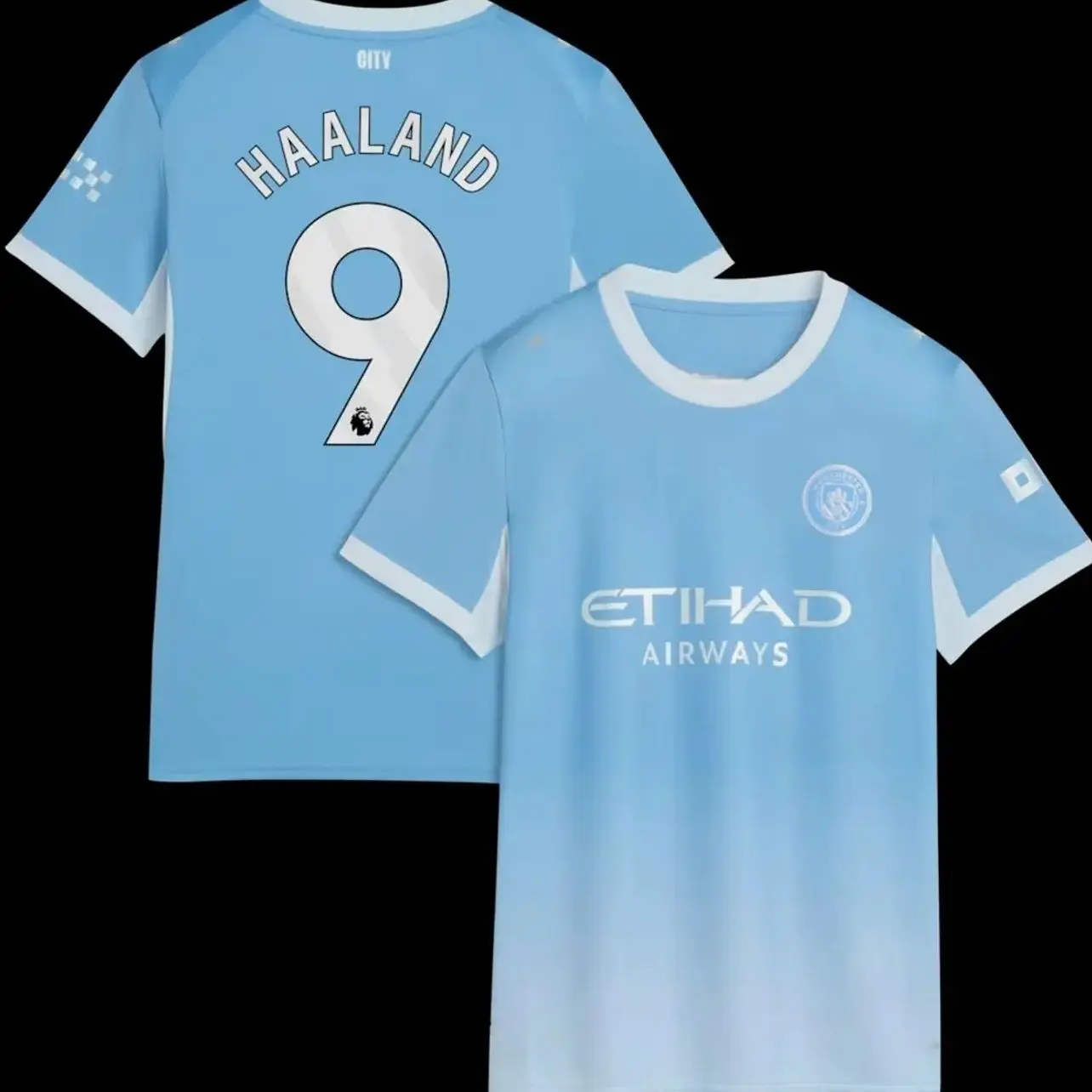 Unisex Premium Sky Blue Soccer Jersey Number 9 Haaland Athletic Sports  Premier League Man City H9