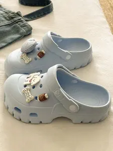 Summer New Cute Versatile Casual Holey Shoes for Women, Eva Thick Sole Height Increase, Comfortable Beach Sandals for Outdoor Wear, Beach Slippers