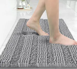 Bathroom Rug Mat, Extra Thick and Super Absorbent Bath Rugs, Non Slip Quick Dry Bath Mats, Luxury Microfiber Chenille Plush Fluffy Washable Soft Shower Carpet for Floor, 24" x 17" Bathtub Decorative