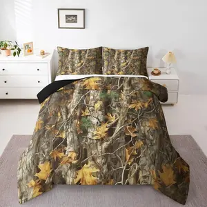 Feelyou Bed Comforter Set - Western Camo Down Comforter, Farmhouse Rustic Woodland Bedding for Hunting Cabin Lodge Bedroom Decor