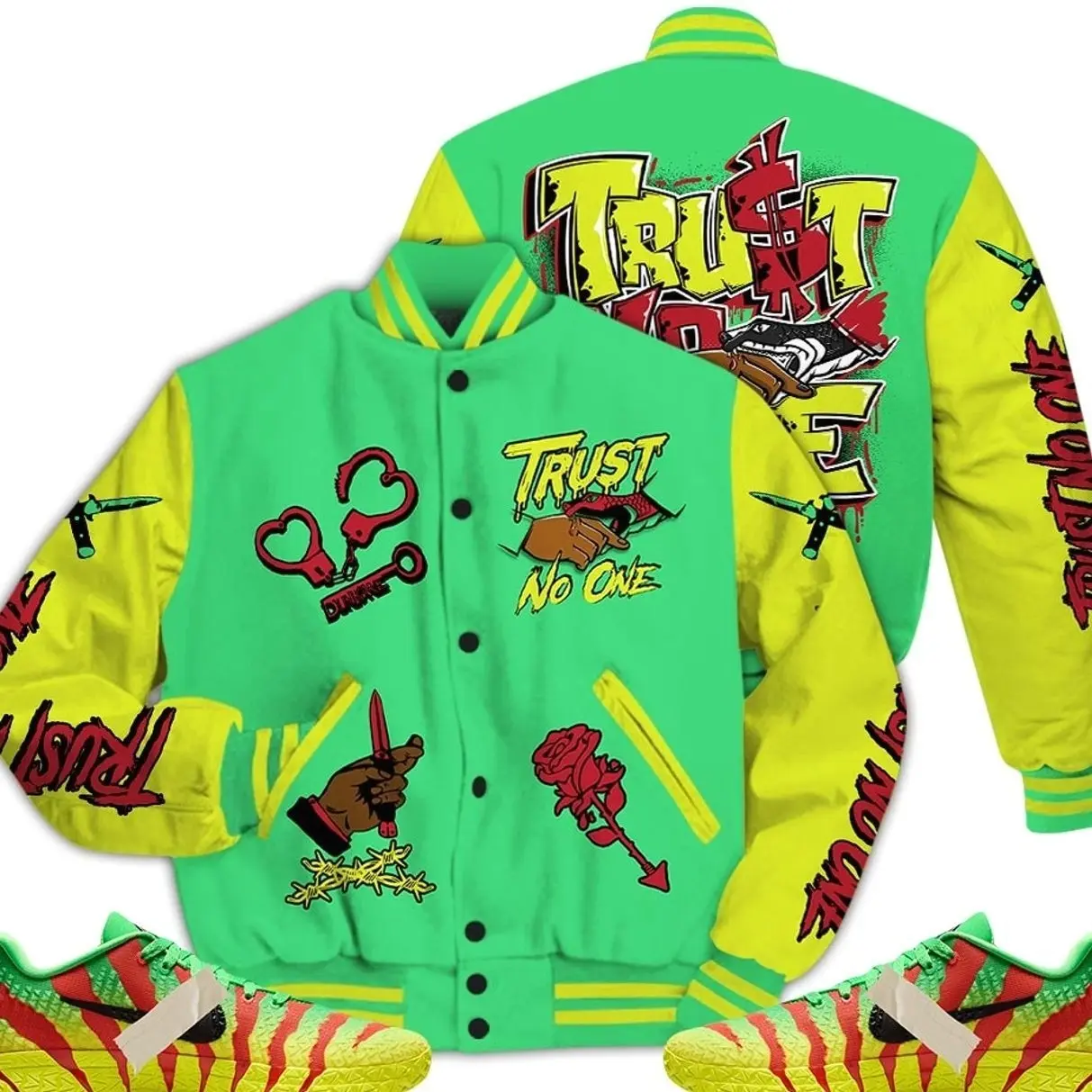 Ja 3 Jurassic Park Explorer Outfit Varsity Jacket, Trust No One Snake Unisex T-Shirts To Match Sneakers Streetwear