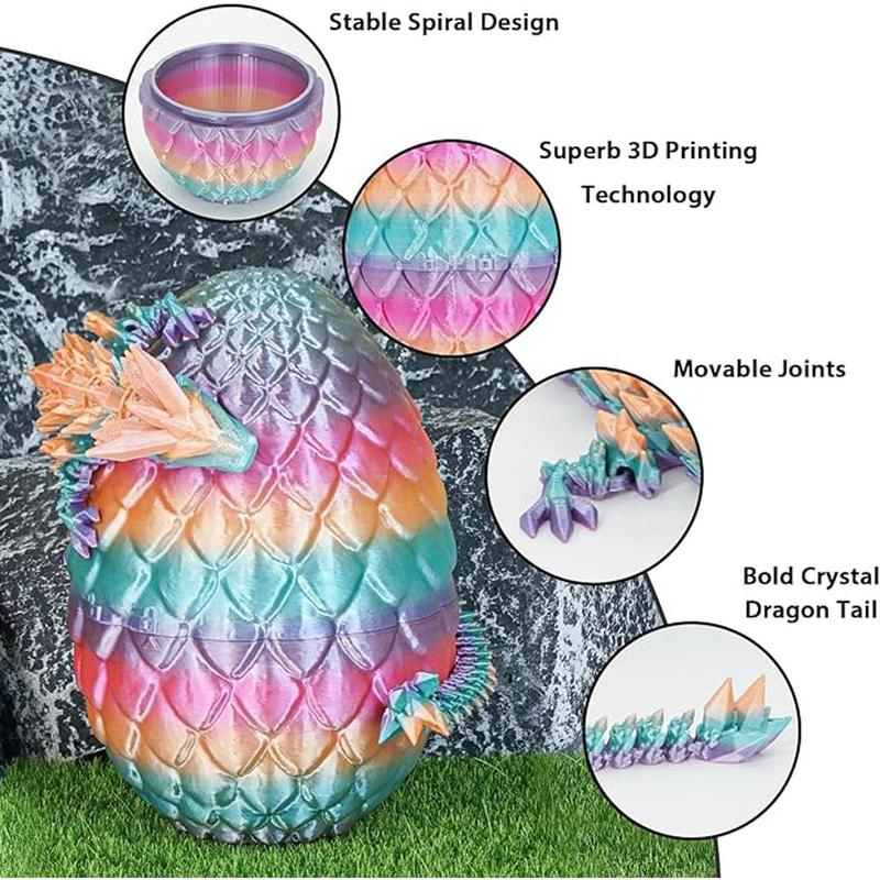 1pcs 3D Printed Dragon Egg with Dragon Inside, Mystery Crystal Dragon Egg for Easter Basket Stuffers, Easter Basket Essentials, Home Office Desktop Decor for Easter, Valentine's Day and New Year