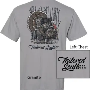 Tailored South Short Sleeve Comfort Colors T-Shirt. Turkey Design. Granite Color