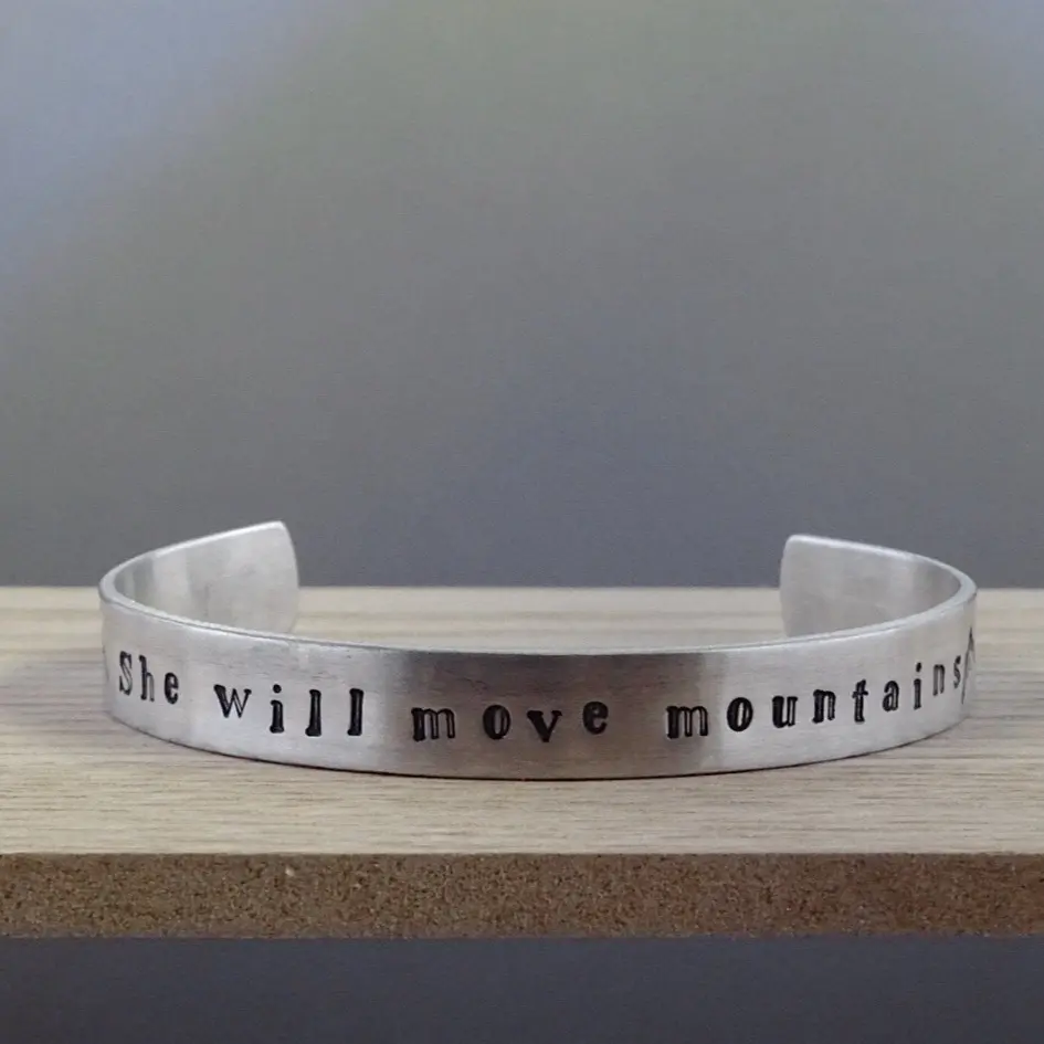 She Will Move Mountains Hand Stamped Bracelet