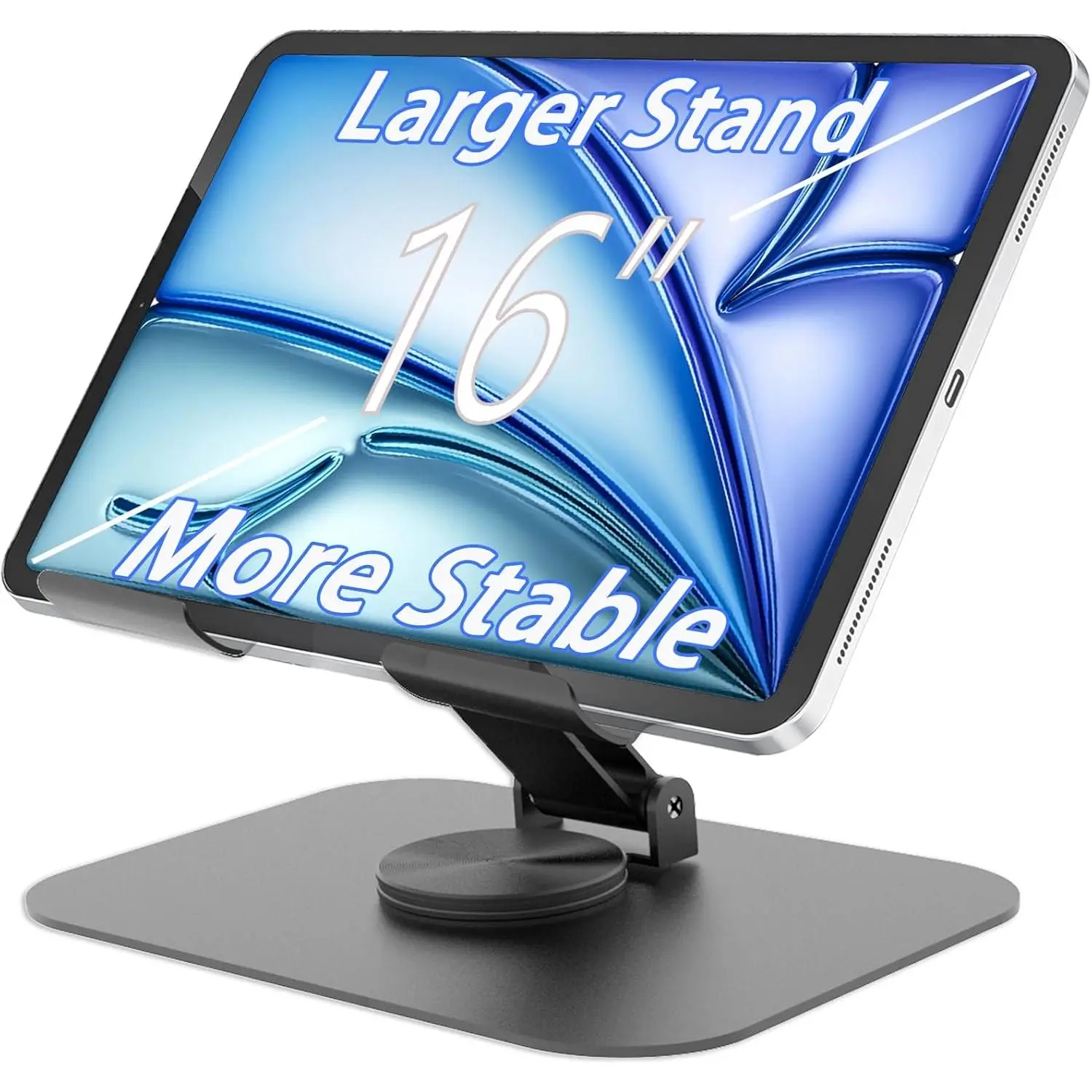 Larger Metal Tablet Stand, Adjustable 360? Rotation Tablet Holder Compatible with 4-16" Tablet Such as iPad Pro, iPad Air, iPad Mini, Tab S10 Ultra, Grey
