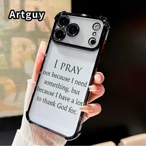 Four Corners Phone Case for iPhone 17 16 Pro Max 15 Plus 14 13 12 11 E Air Gratitude - inspired Prayer Pattern Anti-drop Cellphone Protective Durable Total Coverage Shockproof Phone Cover