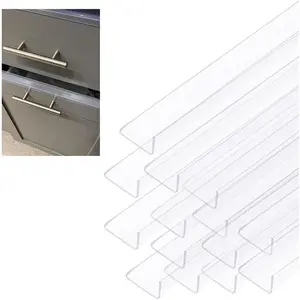 14 count Plastic Edge Guard 16.5" Length Clear Plastic Slip  Cabinet Door Protector for Protecting Kitchen Cabinet Stool Foot Rails Chair Rung from Chipping, Suit for Thickness Less Than 3/4"