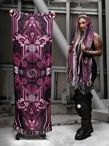 DIVINE GUIDANCE • UV-Reactive Petal Pink • Reversible Festival Shawl / Festival Pashmina / Festival Scarf / Pashmina Festival