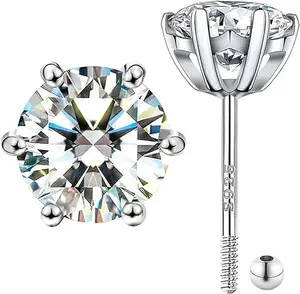 Men's Lab Created Lab Grown Diamond Stud Earrings in Sterling Silver, Lab Created Jewelry and Earrings for Men and Women - Lab Created Earrings for Men