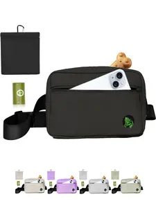 Dog Treat Pouch, Pet Training Treat Bag, Dog Walking Fanny Pack with Carabiner, Built-in Poop Bag Dispenser & Reuse Dog Poop Holder, Puppy Pet Treat Waist Belt