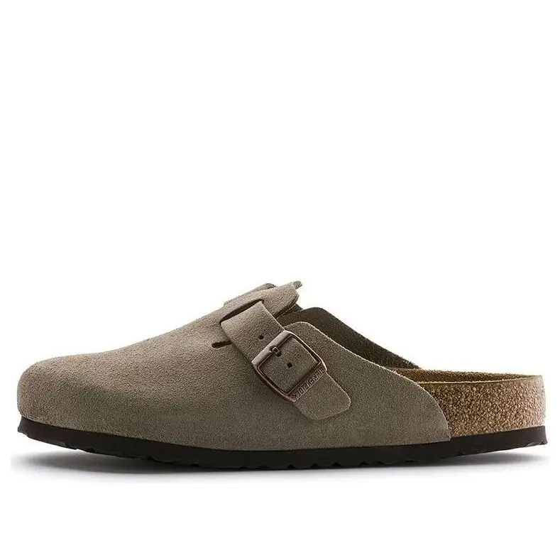 Birkenstock Boston Men's Soft Suede Taupe Flat Casual Soft Clogs - Men's Sports Slide Sandals for Casual Walking