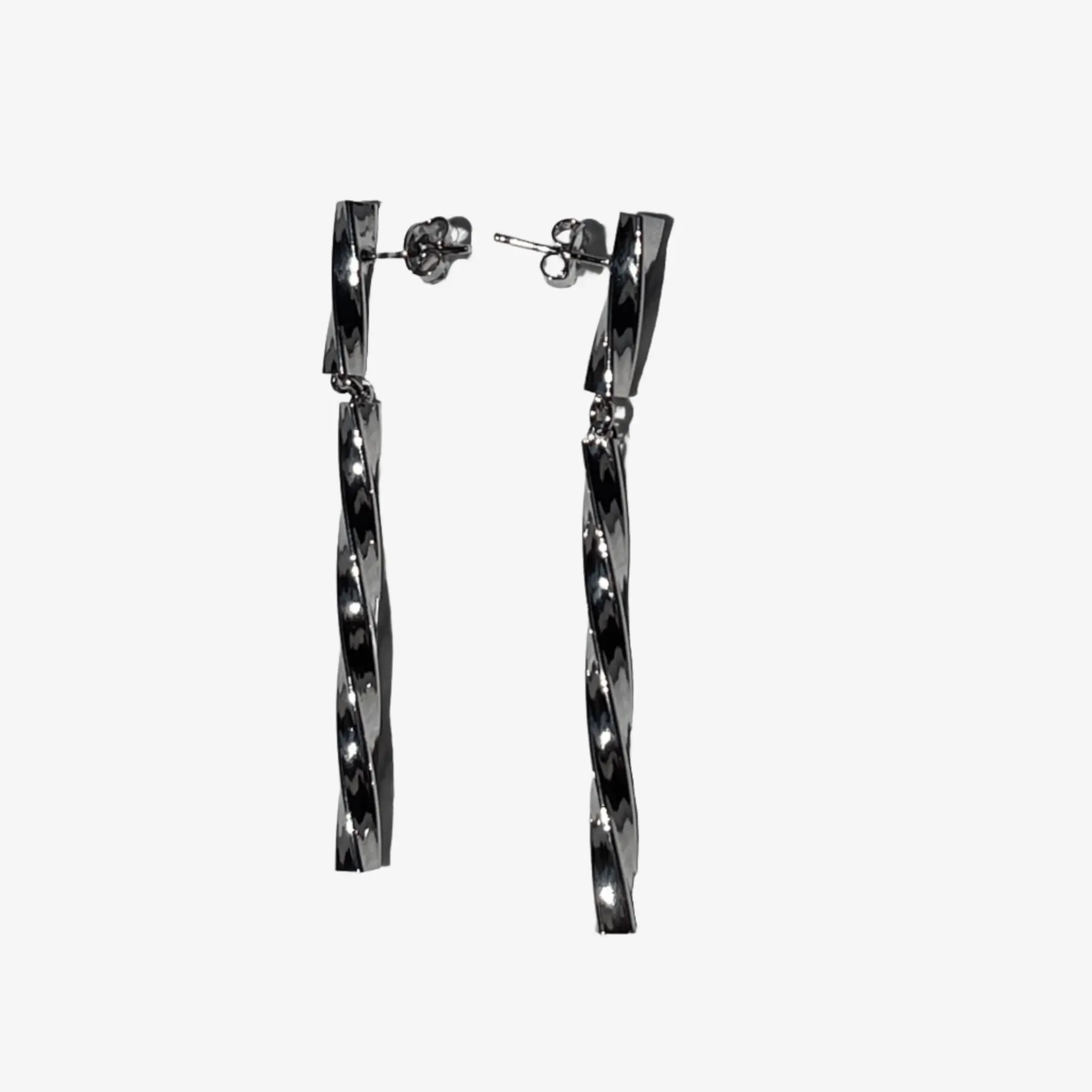 Cosmic Curve Rhodium Earrings