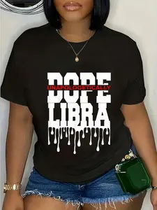 100% Cotton Unisex Dope Queen King Graphic Decor Libra Astrology Zodiac T-Shirt Vintage Graphic Casual Men's Women's Tee