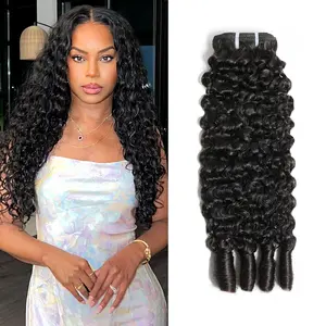 Datanala Burmese Curly Bundles, 100% Unprocessed Human Hair Extensions, Natural Color Quick Weave with Spiral Curly End Water Wave Real Hair Pieces, Tangle-Free,summervibes