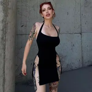 2026 New Arrival: Sexy summer backless slip dress with O-ring details, high slit design, and sleeveless long length, perfect for women's parties.