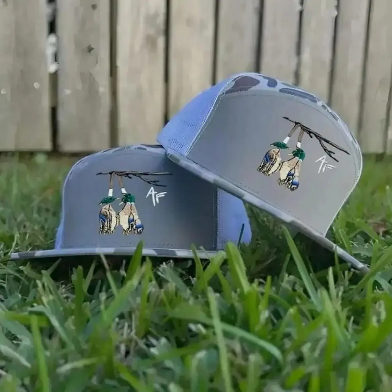 Duck Feet AF Trucker Hat | Funny Duck Hunting 7 Panel Mesh Snapback | Waterfowl Flat Bill Cap | Hunter Gift for Him, Gift For Dad