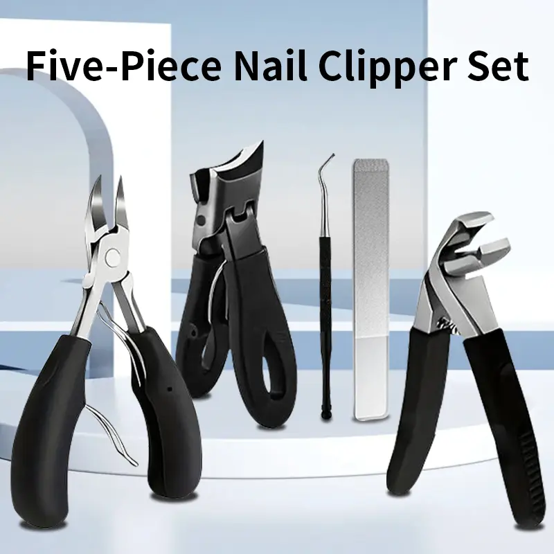 5-Piece Beginner Manicure Kit for Pedicure at Home - Grooming Set for Youth with Precision Clippers, File & Cleaner Tools