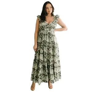 Martina Maxi Dress | Green + White
