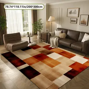 Velvet Soft Comfortable Home Rug, Geometric Classic Vintage Print, Holiday Decor Carpet for Hallway Living Room Bedroom Door Mat