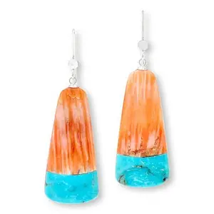 Mine Finds by Jay King Royal Blue Turquoise and Spiny Oyster Inlay Earrings