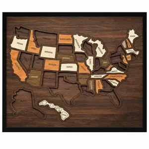 Wooden U.S.A Map puzzle,Interactive Geography Board Suitable for Travel Tracking with Collectible States Figurines,13x11,travel map puzzle, anniversary gift, children's geography puzzle, or perfect holiday gift for couples and families