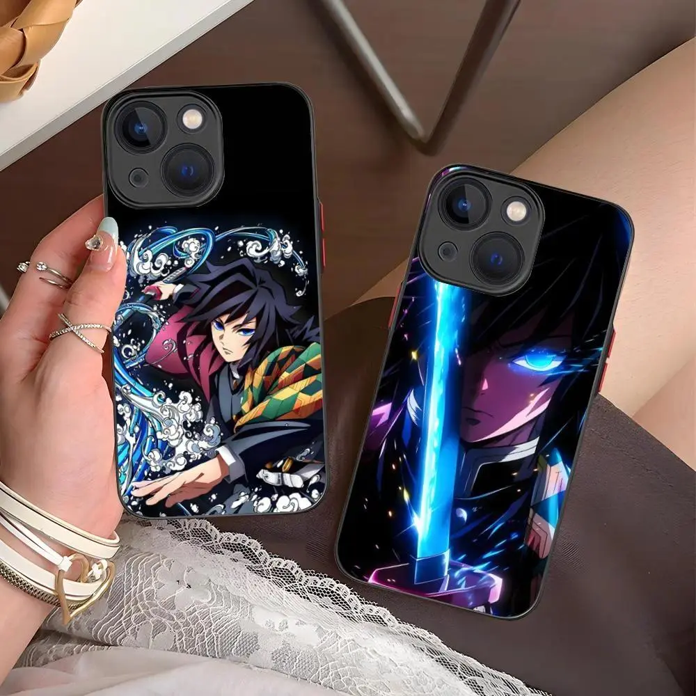Demon Slayer Giyu Tomioka Colorful Silicone Animal-Themed Smartphone Case, Handheld Cellphone Cover for iPhone 17 Air, 16, 15, 14, 13, 12, 11 Pro Max Plus