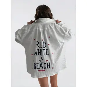 'Red, White and Beach' Painted Shirt