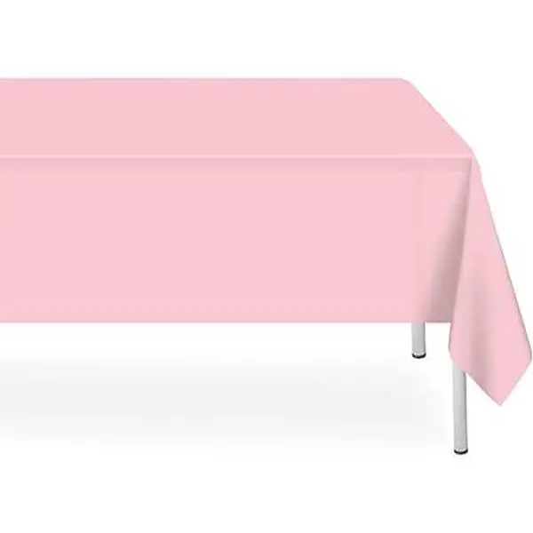 LIKAJON 6 Pack Rectangular Disposable Light Pink Tablecloth, Light Pink Plastic Table Cloths for Parties Disposable, 54x108 in Waterproof Tablecloth for Birthday Party Baby Shower Picnic Valentines