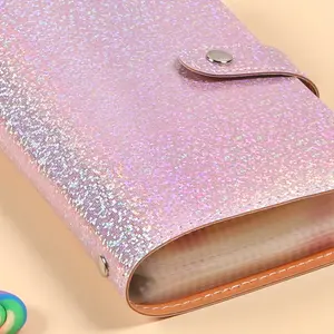 A6 color synthetic artificial leather cash storage notebook, 50 pages, large capacity, suitable for storing cash, photos, seals and bank cards, 3-ring bound photo album, rectangular design, used for organizing photo albums, Cash Storage Binder