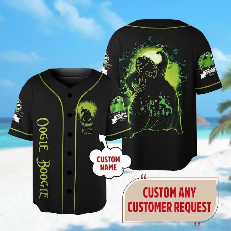 Personalized Oogie Boogie Baseball Jersey, Spooky Baseball Jersey Team, Horror Halloween Jersey Shirt