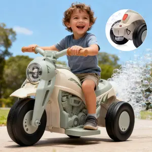 GARVEE 3-Wheel Electric Motorcycle with Bubble Function, Led Headlights, Music, Pedal, Forward/Reverse - Ride-On Toy in Multiple Colors