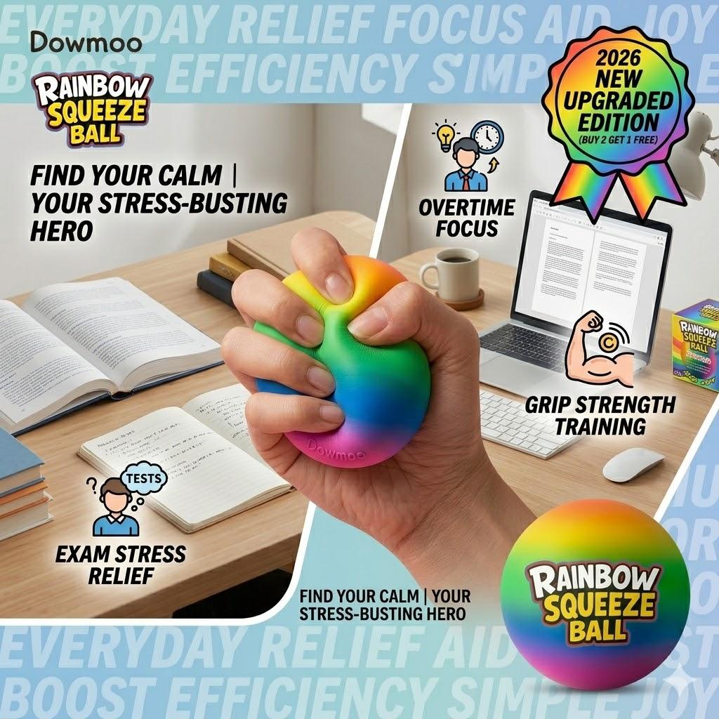 【Dowmoo】Rainbow Stress Relief Ball — Slow-Rising, Soft-Gel Squeeze Toy for Stress Reduction