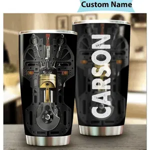 Personalized Tumbler, Engine Tumbler, Cylinder Engine, Engine Gift, Machinist Gift, Gift for him, Auto Mechanic Gift, Dad Gift, Gift For Son