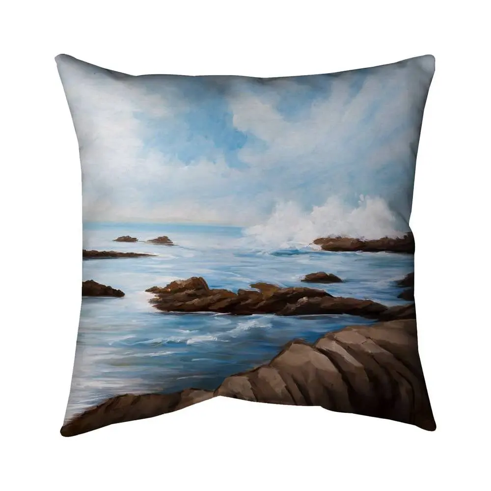 212 MAIN Poly Twill Throw - 26x26 in. Lightweight Seaside Wave Print Blanket with Travel-Maps Design, Coastal Vibe Sea Themed Decor Home Accessory (Model 5543-2626-CO21)
