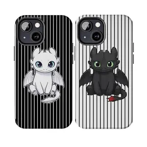 Toothless and Light Fury Lovers Couple Phone Case Cute Dragon Matching Suitable for iPhone 17-11 Pro Max/Plus and  Samsung Galaxy S23-25, Trending Cover, Unique Accessories, Durable, Gifts For Girlfriend/Boyfriend